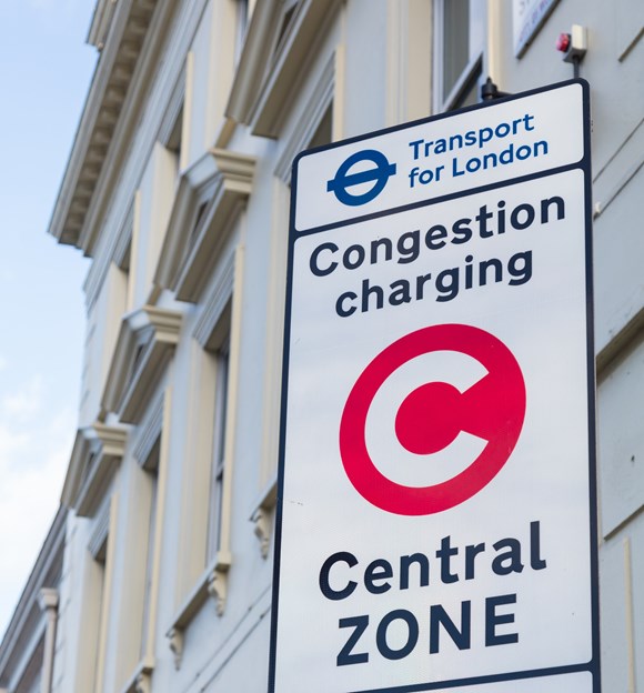 TfL Press Release - Temporary changes to the Congestion Charge vital to secure safe and green recovery: TfL Image - Congestion Charge zone roadsign - Central Zone