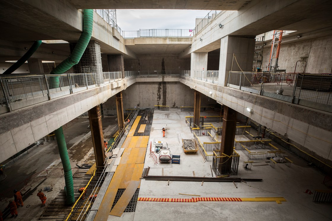 First concrete pour to create bases slab for HS2 tracks at Old Oak Common station