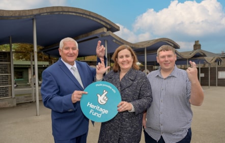 Councillor Patrick Harley, Liz Bates and Councillor Simon Phipps fingers crossed