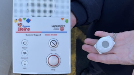 Digital alarm and pendant available as part of Technology Enabled Care offering for residents by Lancashire County Council