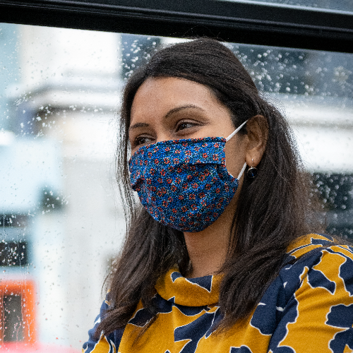 Passengers with face masks