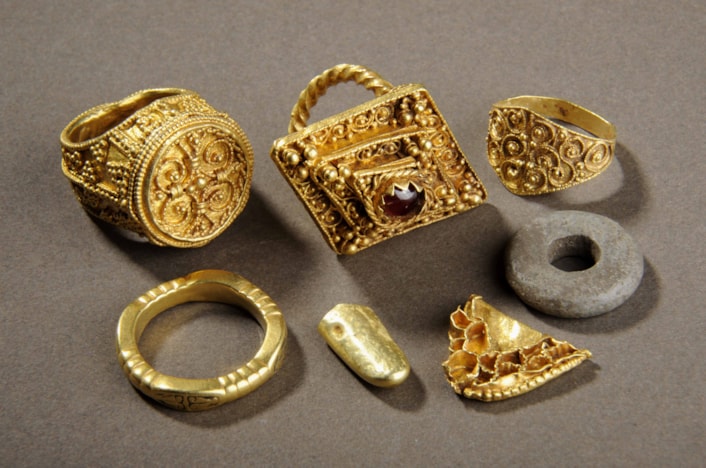 Saxon cross: In 2012 Leeds Museums and Galleries acquired The West Yorkshire Hoard, a group of seven objects found in the Leeds area by a metal detectorist dating from the seventh to 11th centuries. Five of the objects in the hoard are high quality gold jewellery, which would only have been worn by people of exceptional wealth in Saxon society.