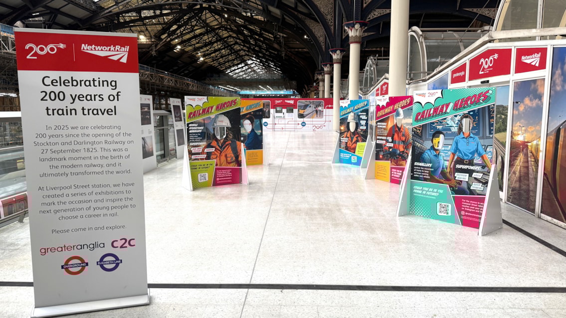 Free exhibitions for Railway 200, now open at London Liverpool Street: The entrance to the exhibition space