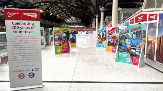 Free exhibitions for Railway 200, now open at London Liverpool Street: The entrance to the exhibition space
