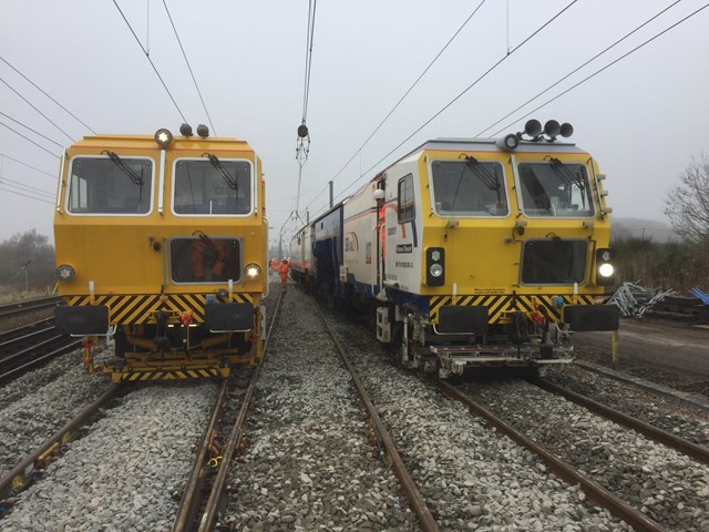 "Formation flying" engineering trains -  two 09 4s combined Dynamic Track Stabiliser (DTS) tampers