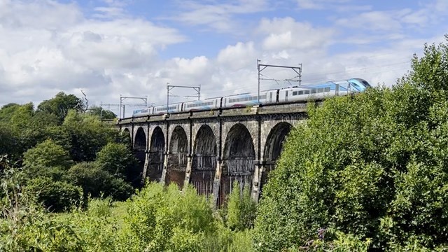 Sankey Viaduct with TPE train crossing over: Sankey Viaduct with TPE train crossing over
