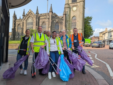 Cllr Paul Bradley (second left) with volunteers on the litter pick in Dudley town centre