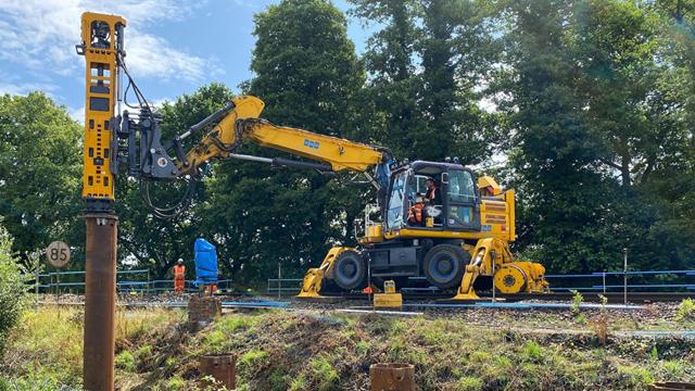 Two weeks to go: Work to improve reliability of a key commuter line between London Waterloo and Portsmouth continues this month: Portsmouth Direct Upgrade on site machinery