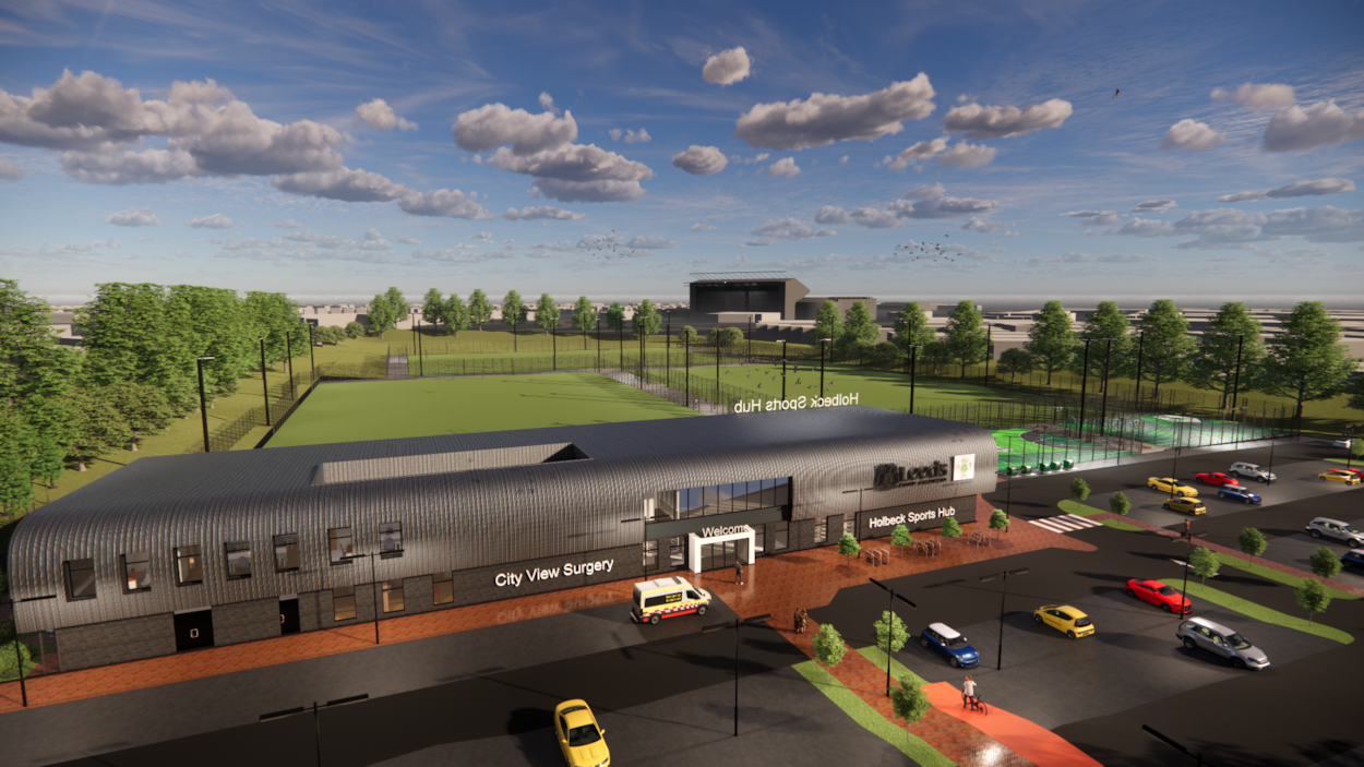 Holbeck Sports Hub 1: Artists impression of Holbeck Sports Hub.

With work expected to start in August 2026, Holbeck Sports Hub will provide three full-size artificial grass football pitches, two multi-use games areas and a building with changing rooms and a café.