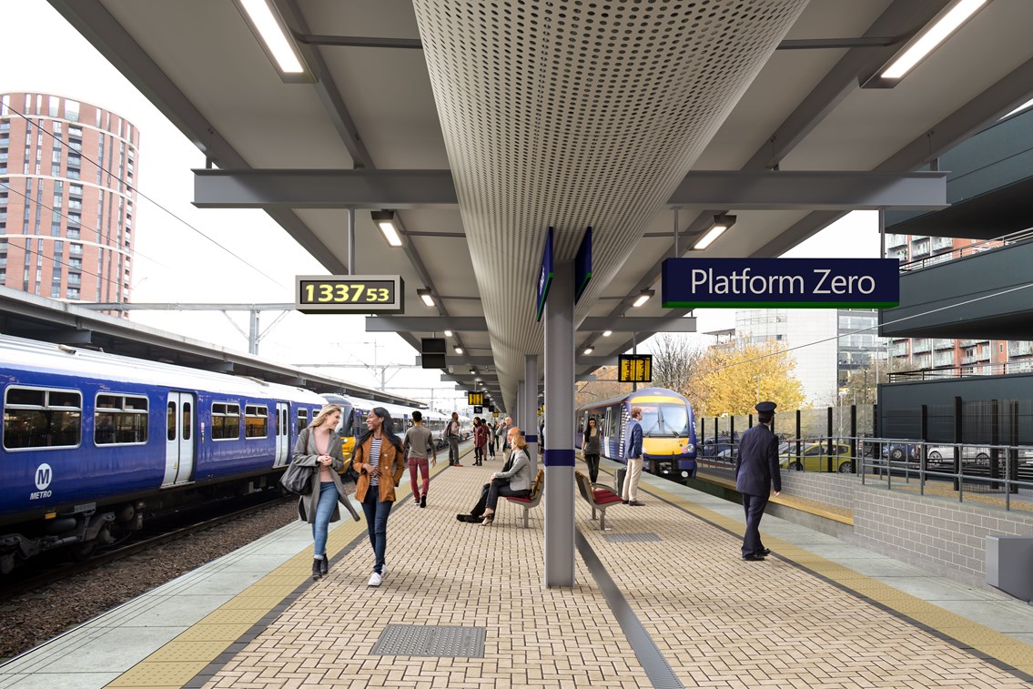 Image of expected look of Platform 0 at Leeds station