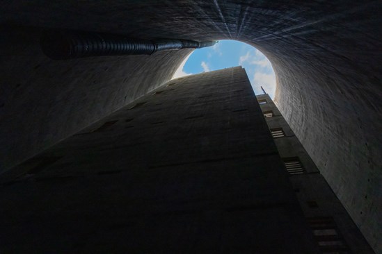 View looking up shaft from the base of the Chalfont St Peter ventilation shaft