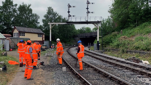 Network Rail volunteers about to start work on East Lancashire Railway: Network Rail volunteers about to start work on East Lancashire Railway