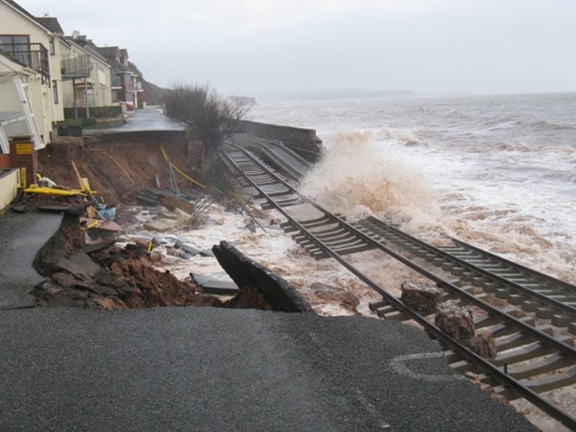 National train performance for period 11 is 89% despite severe storms: Damage to the railway at Dawlish in Devon