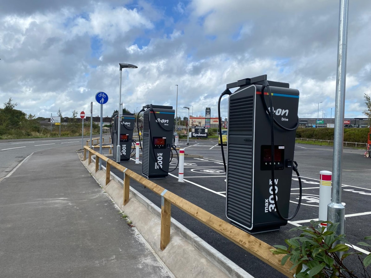 EV chargers at the new hub in Wales