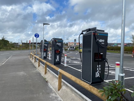 EV chargers at the new hub in Wales