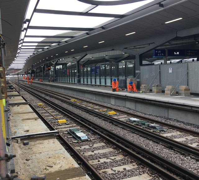 Platform 6: Engineers working on new platform 6 at London Bridge station ahead of the platform coming into use on 3 September, following eight days of closures at London Bridge, Waterloo East and Charing Cross.