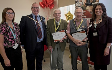 Cllr Alf Clempson with long-standing volunteers from the Lancashire Volunteer Partnership and LCC staff members