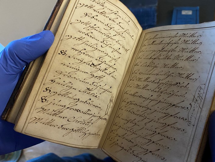 Georgian library: A notebook written in the intricate copperplate handwriting of a former resident at Temple Newsam.