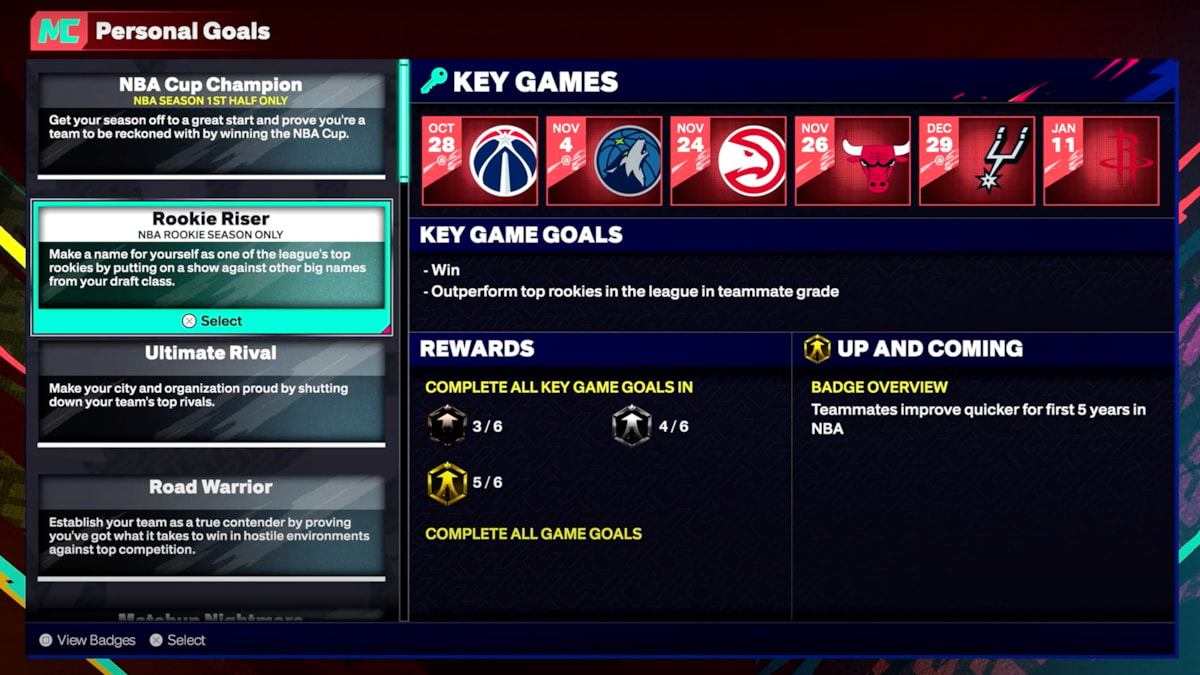 NBA 2K25 MyCAREER MyPLAYER - Key Games