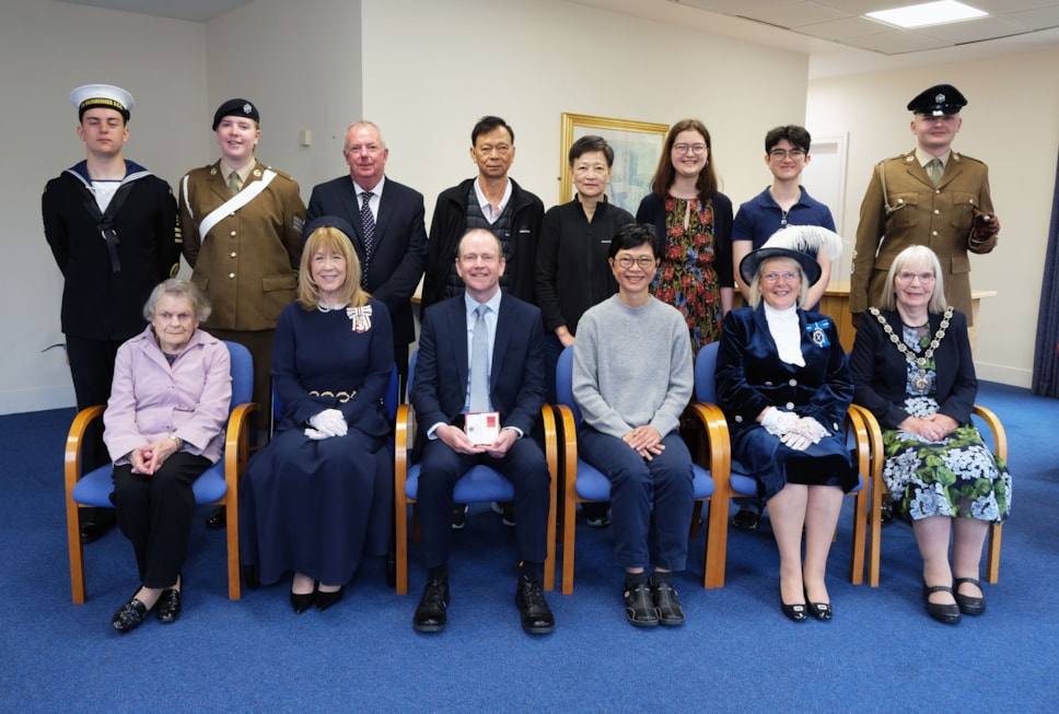 David Bellis and his family with Lord-Lieutenant BEM presentation