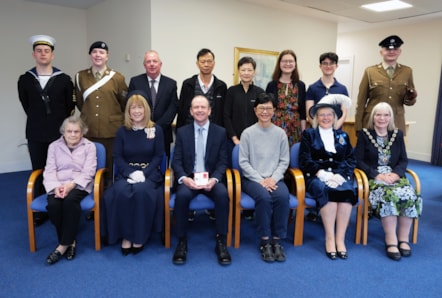 David Bellis and his family with Lord-Lieutenant BEM presentation