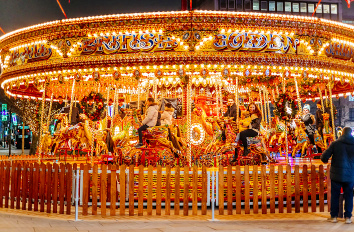 Carousel, Cookridge St - Tom Martin for Visit Leeds: The classic Golden Gallopers carousel on Cookridge Street. Photo credit: Tom Martin