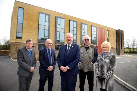 Pictured, from left to right, outside the brand new facility are Cllr John Ibison, of Wyre Borough Council, Cllr Shaun Turner, Lancashire County Council's Cabinet Member for Environment and Climate Change, Cllr Graham Gooch, Lancashire County Council's Cabinet Member for Adult Social Care, Cllr Sir 