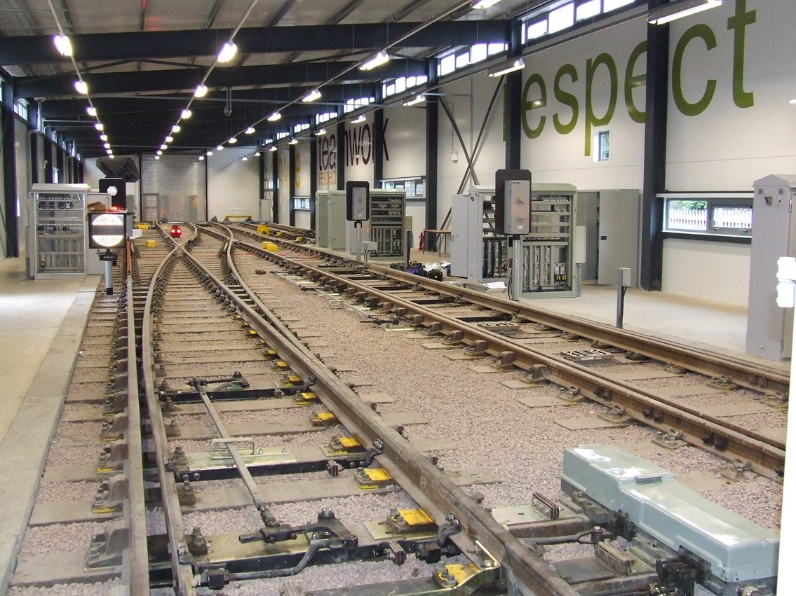EDUCATION SECRETARY OPENS £4M NETWORK RAIL TRAINING CENTRE: Larbert traing centre: indoor track