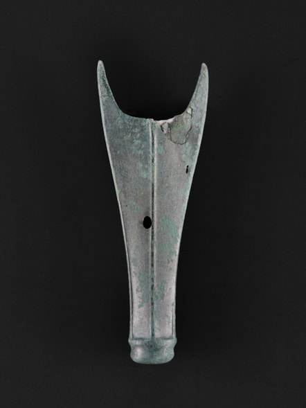 Bronze chape for a sword scabbard from the Peebles Hoard. Photo © National Museums Scotland
