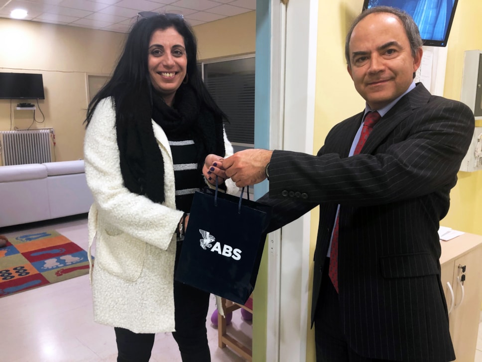 Director of the Charitable Institution, Ms Antonellou and Chris Leontopoulos, Director, Global Ship Systems Center, ABS
