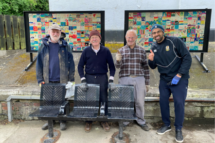 An image of volunteers Peter Holes, Shaun O’Neill, Mike Waters and Alex Thomas, who all worked on the Prestbury Station artwork project