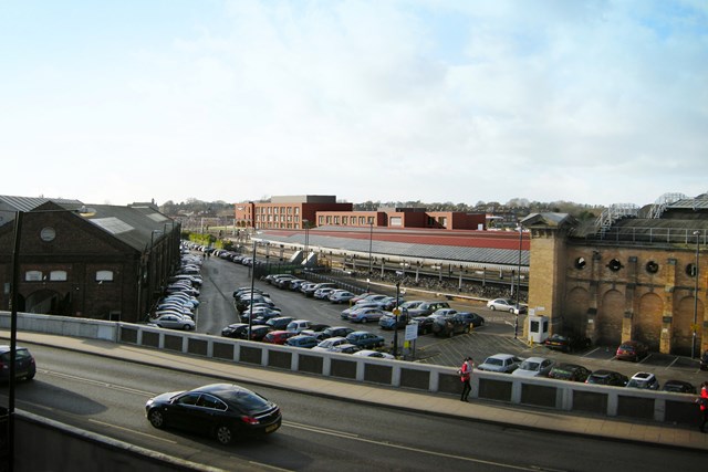 View from city walls: CGI image - view of proposed development from city walls