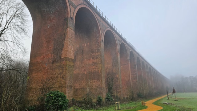 Six days of journey changes between Worcester and Hereford: Ledbury viaduct