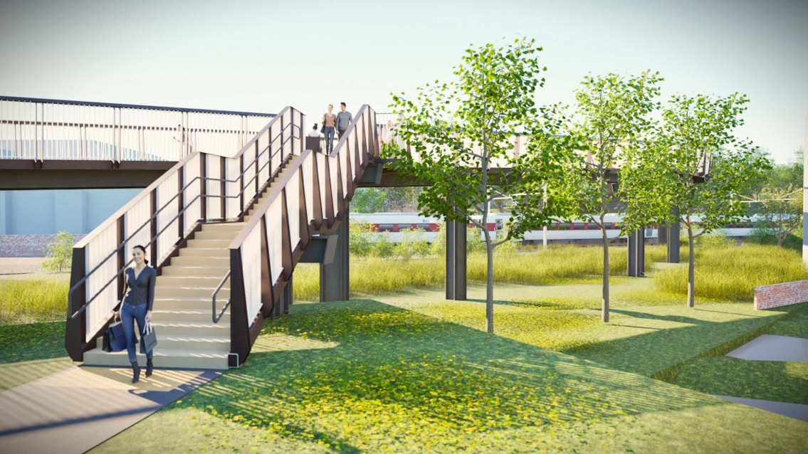 Network Rail granted planning permission for new Wilton Rise Pedestrian and Cycle Bridge at York Central: WRFB view med res