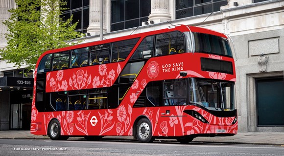 A network in celebration: "Crowndels” and special bus and cycle wraps to commemorate the Coronation of Their Majesties King Charles III and Queen Camilla: CORONATION BUS-2