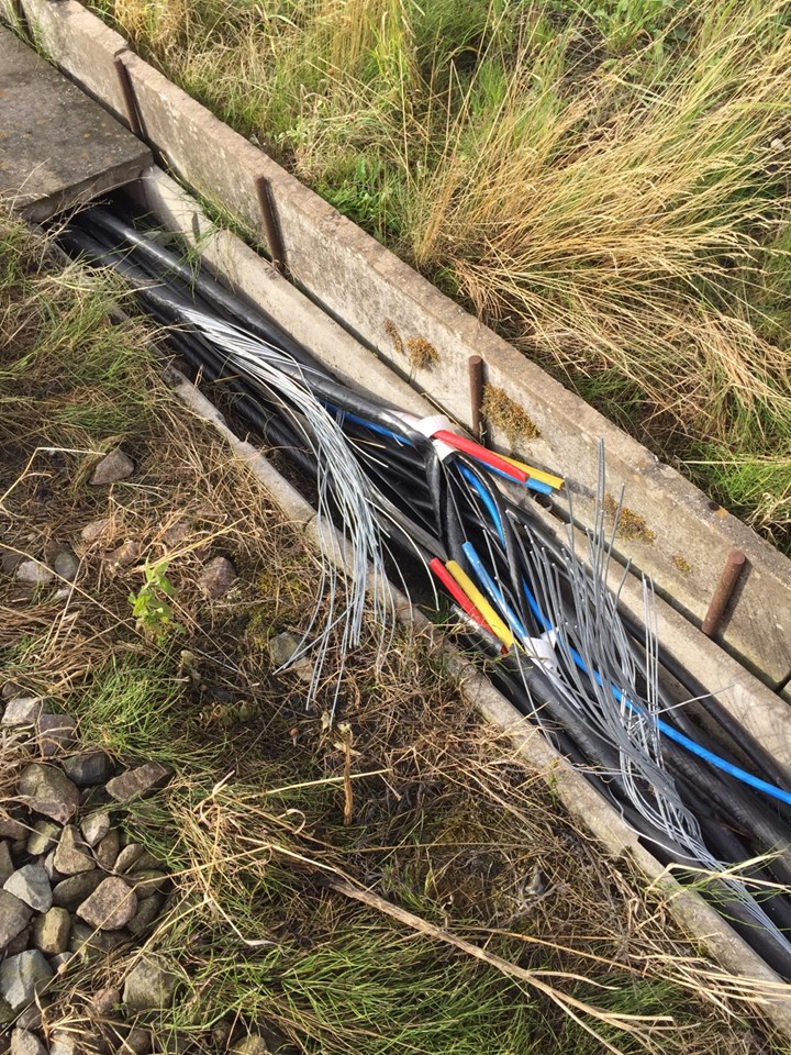 Damage caused by copper cable thieves on the West Coast main line in Staffordshire