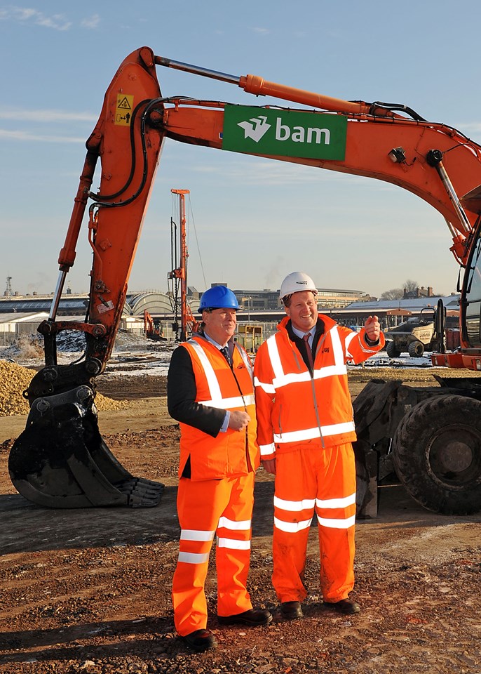 work starts on ROC and WDC 16 Jan 2013: Rail Minister Simon Burns and Network Rail Route Managing Director Phil Verster see work start on the new Route Operating and Workforce Development Centres and officially open the turntable which has been brought in to replace the old York engineer's triangle.