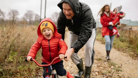 Family playing outdoors