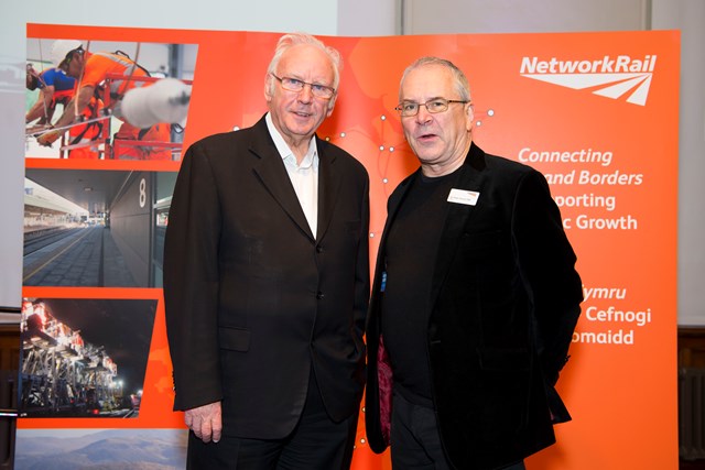 Pete Waterman (left) with Sir Peter Hendy, CBE, Chair of Network Rail (right)