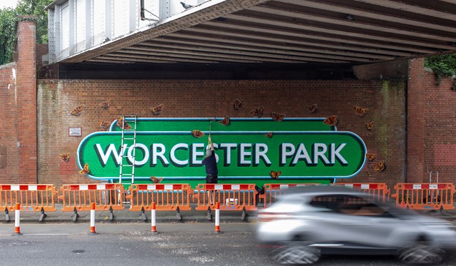 Worcester Park: Artist Lionel Stanhope works on the Worcester Park Mural