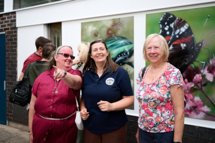 Emma McIntosh, North Staffordshire CRP and local community enjoying the new artwork.