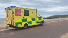 Ambulance at South Shields beach cropped