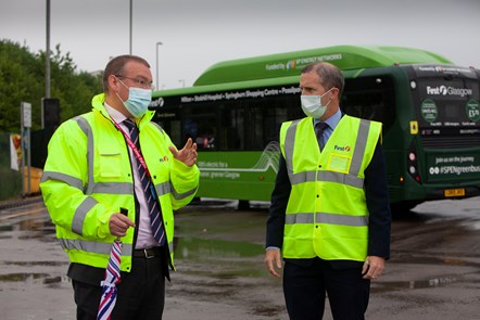 Michael Mathieson MSP gets a tour of new EV charging hub site at First Bus' flagship Caledonia Depot #3
