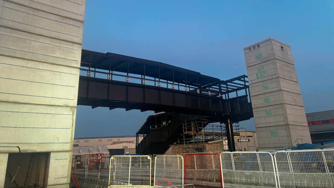 Installing the footbridge recently at Bristol Brabazon station