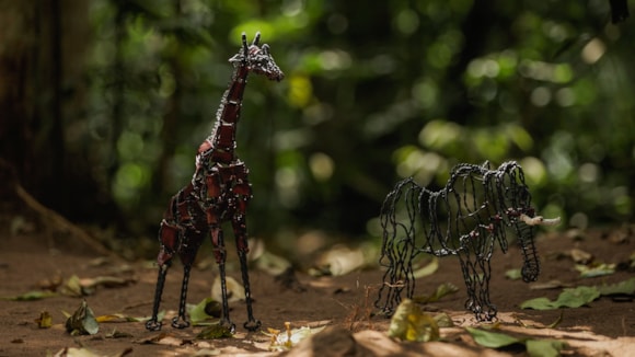 GiraffeandelephantsculpturesmadebytheSnarestoWaresArtisansPhotoCreditTrace Time Films