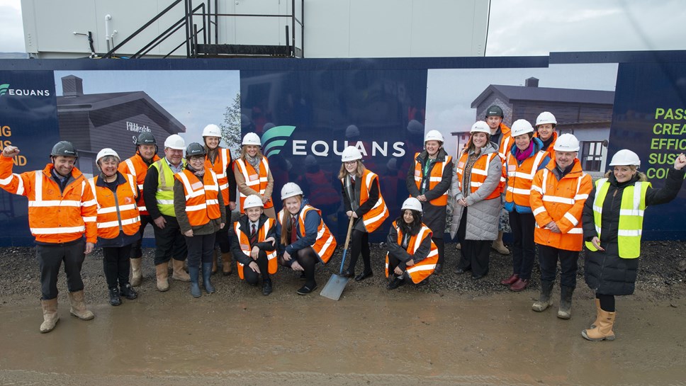 Councillor Jayne Rear with pupils and teachers from Ribblesdale High and representatives from Equans at the ground-breaking ceremony-2