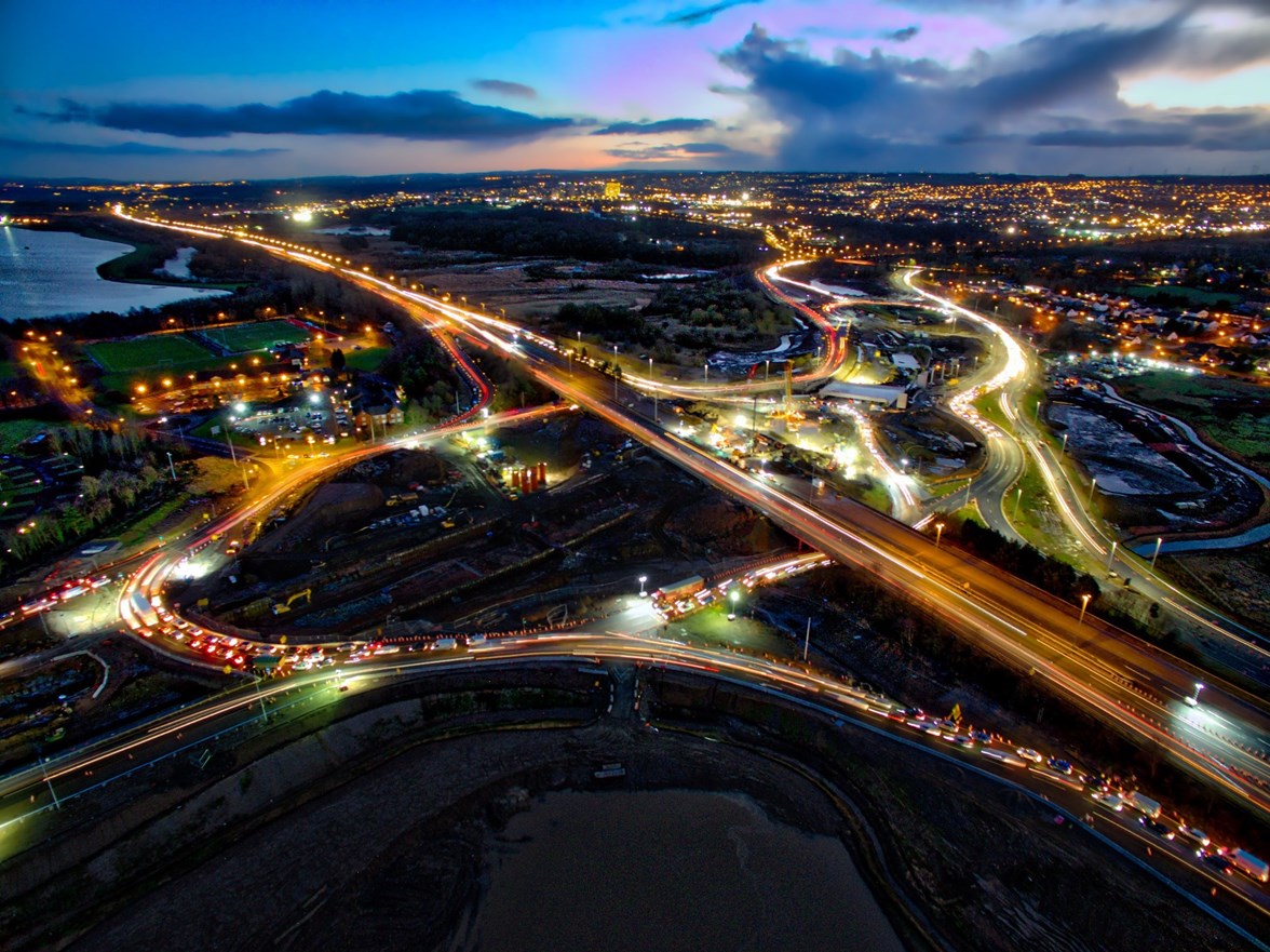 M87374 Raith Interchange at night