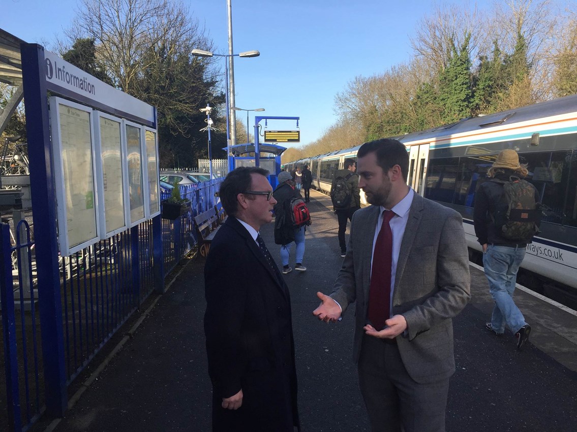 Network Rail senior sponor Simon Clifford talks with MP for Warwick Chris White