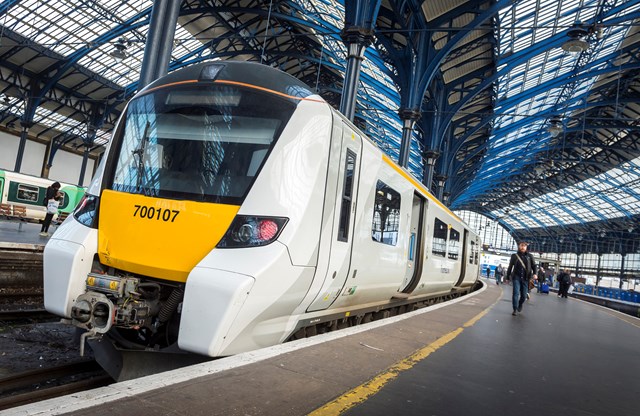 Revised rail service Sunday evening and Monday due to heavy rain: Class 700 at Brighton