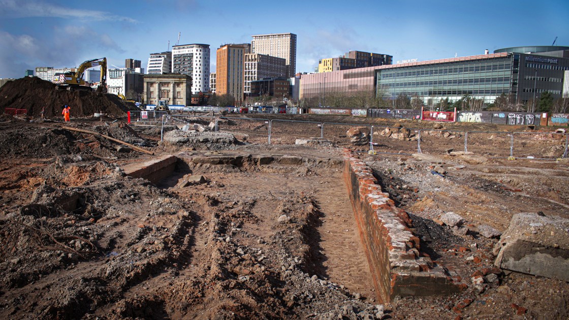 Curzon Street Roundhouse with University March 2020: Credit: Gordon Head
(Curzon Street, Curzon, railway, archaeology, remains, history, historic, Birmingham, turntable, roundhouse, locomotive, old station, nodrog, vlogger)
Internal Asset No. 15591